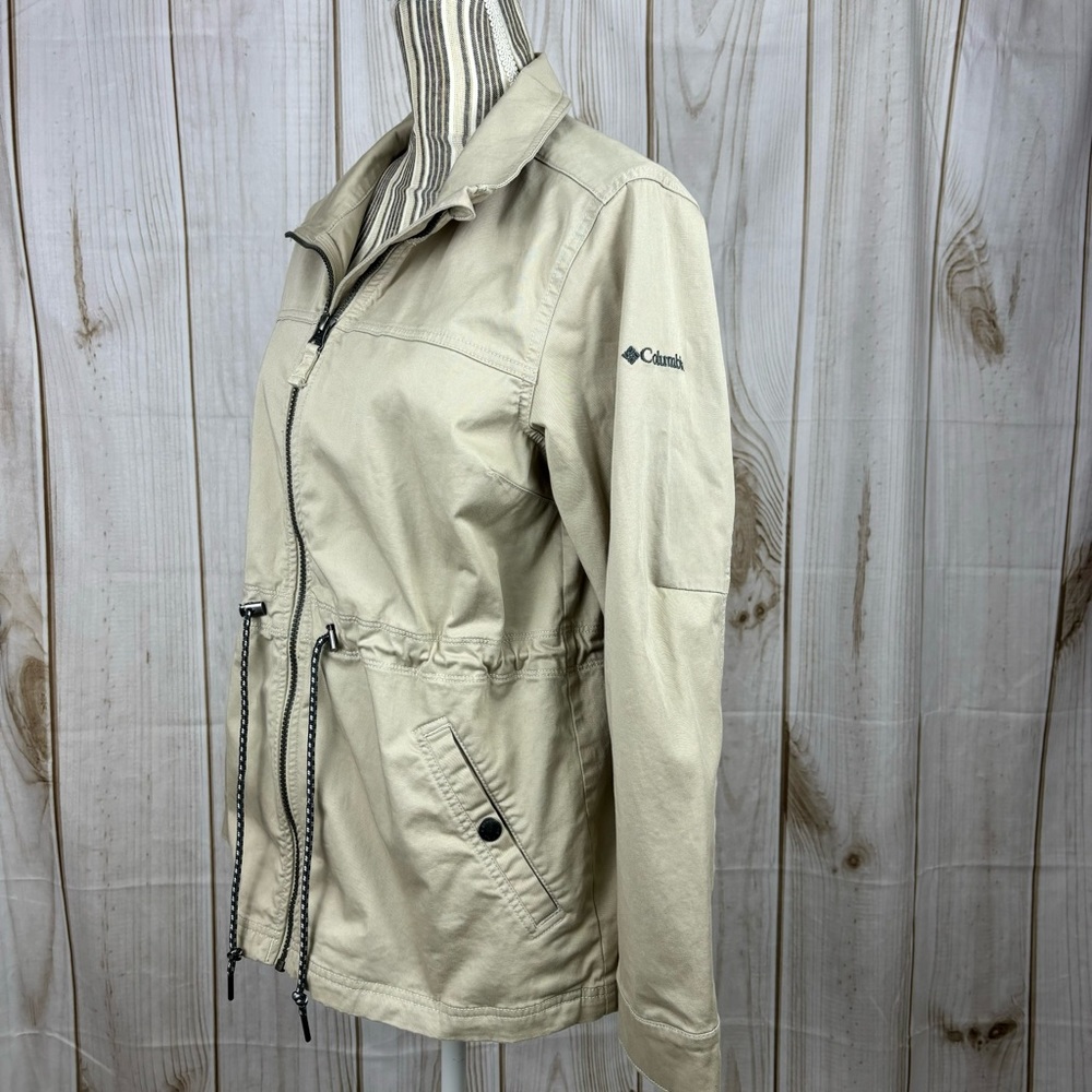 Columbia Jacket Lightweight Windbreaker Waist Drawstring Womens Tan Size Medium - Picture 3 of 11